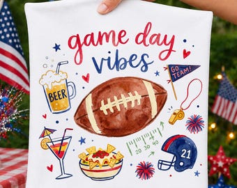 Game Day Vibes PNG, Football Sublimation Design, Game Day Tailgate T-Shirt PNG, Football Mom Fall Season Digital Download