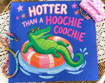 Hotter Than a Hoochie Coochie PNG, Funny Gator Sublimation Design, Summer Pool T-Shirt PNG, Country Girl Digital Download