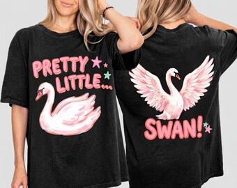 Pretty Little Swan PNG | Hand Drawn Swan T-Shirt Design | Preppy Coquette Sublimation | Front Back Shirt | Boutique PNG