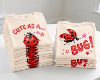 Cute as a Bug PNG | Hand Drawn Ladybug Design | Preppy Coquette Sublimation | Front Back Shirt | Southern Boutique PNG