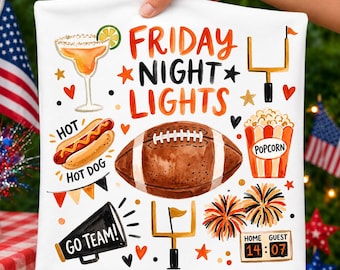 Friday Night Lights PNG, Football Sublimation Design, Game Day Tailgate T-Shirt PNG, Football Mom Fall Season Digital Download
