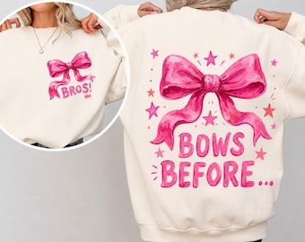 Bows Before Bros PNG | Hand Drawn Bow Design | Preppy Coquette Sublimation | Front Back Shirt | Southern Boutique PNG
