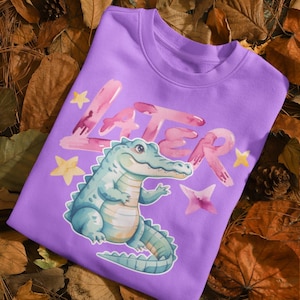 Later Gator Crocodile Watercolor Alligator PNG, Trendy Kids Shirt Design (Digital Download)