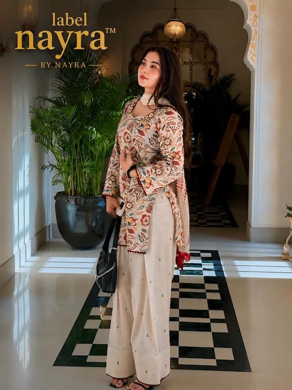 Floral Cotton Farshi Salwar Suit | Printed Cambric Kurta Set, Chiffon Dupatta