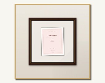 Stampa con affermazione rosa cipria / Sono calma, sono abbastanza / Decorazione murale sull'amor proprio / Decorazione per la camera da letto / Download immediato