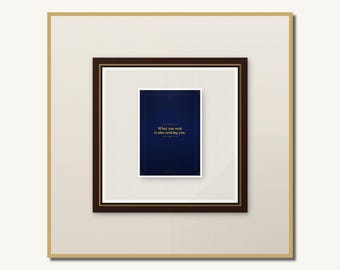 Stampa con citazione motivazionale blu scuro e oro / Decorazione di lusso per la casa / Arte murale con tipografia ispiratrice / Download immediato