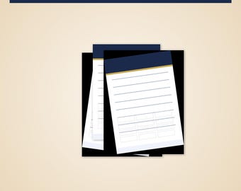 Può includere: Un'agenda accademica 2026-2027 con un'intestazione blu scuro e una linea dorata. Le pagine presentano righe orizzontali per scrivere e una griglia di riquadri rettangolari in basso. Il testo "ACADEMIC PLANNER 2026-2027" è visualizzato in alto.