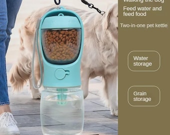 Dog Travel Water Bottle with Food Container, Portable Pet Water Dispenser