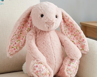 Jellycat Blossom, peluche de conejito floral rosa rubor, conejito de peluche suave, regalo para bebé, peluche para niños, decoración para guardería
