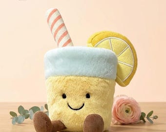 Peluche Jellycat Amuseables Lemonade, peluche de bebida veraniega, peluche suave y kawaii de limonada, decoración para guardería, regalo para niños