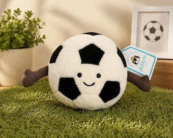 Peluche de balón de fútbol Jellycat Amuseables Sports / Juguete de peluche suave con forma de balón de fútbol / Regalo para aficionados al fútbol