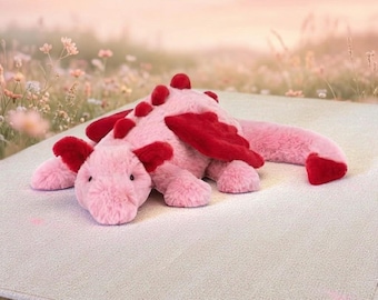 Juguete Dragón Corazón Jellycat, Muñeco Dragón de Peluche Rosa y Rojo, Regalo de Peluche de San Valentín para Ella, Decoración Suave para Habitación de Bebé,