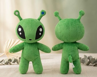 Peluche de alienígena verde, muñeco de peluche de criatura espacial kawaii, regalo de peluche de ciencia ficción para niños, decoración de guardería, juguete coleccionable suave