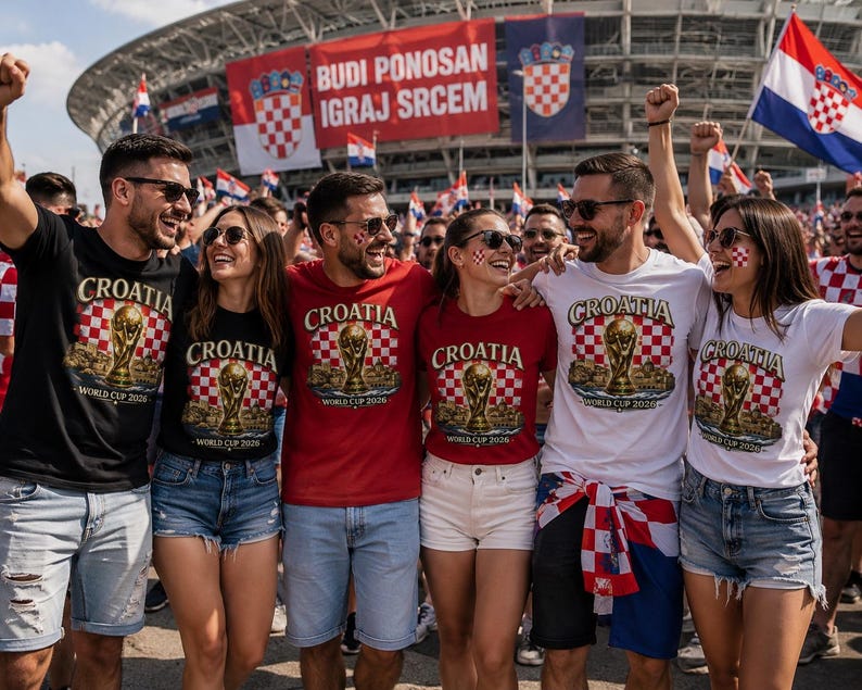 Croatia World Cup 2026 Shirt, Croatian Soccer Fan Tee, Croatia Football Supporter T-Shirt, Checkerboard Flag Graphic, Match Day Gift image 2