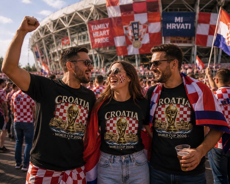 Croatia World Cup 2026 Shirt, Croatian Soccer Fan Tee, Croatia Football Supporter T-Shirt, Checkerboard Flag Graphic, Match Day Gift image 3