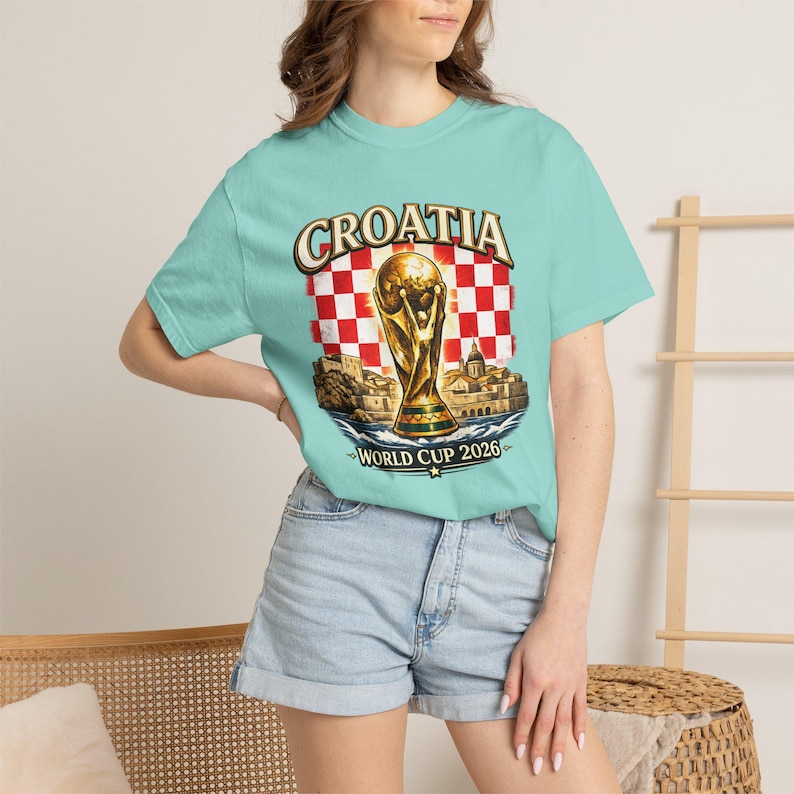 Croatia World Cup 2026 Shirt, Croatian Soccer Fan Tee, Croatia Football Supporter T-Shirt, Checkerboard Flag Graphic, Match Day Gift image 4