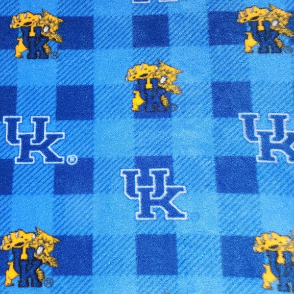 University of Kentucky Wildcat Fleece Fabric Buffalo Plaid One Yard 60" wide -Noncontiguous Yard #2