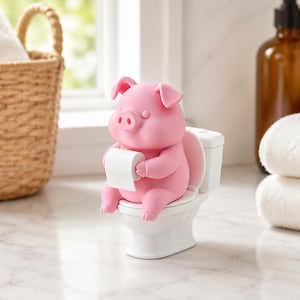 Décoration de toilette cochon rose, Décoration de salle de bain impertinente, Cadeau original pour les amoureux des cochons