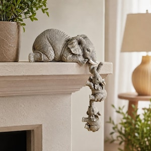 Juego de adornos de estante con forma de elefante, decoración de resina con forma de animal para el hogar, regalo.