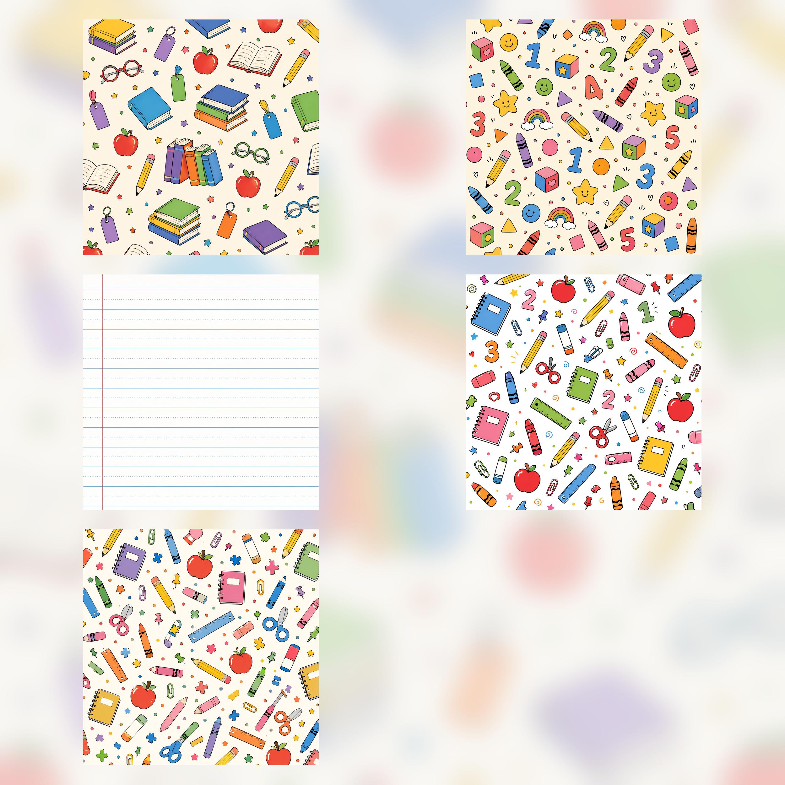 Back to School Digital Paper Pack, 40 Scrapbook Papers, Teacher Classroom Backgrounds (Digital Download) paper preview 4