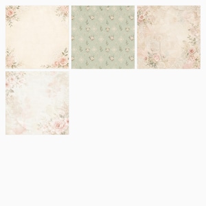 Elegant Wedding Paper Pack, Blush Sage Floral Lace Junk Journal Kit (49 JPG, 16 PNG) preview 2