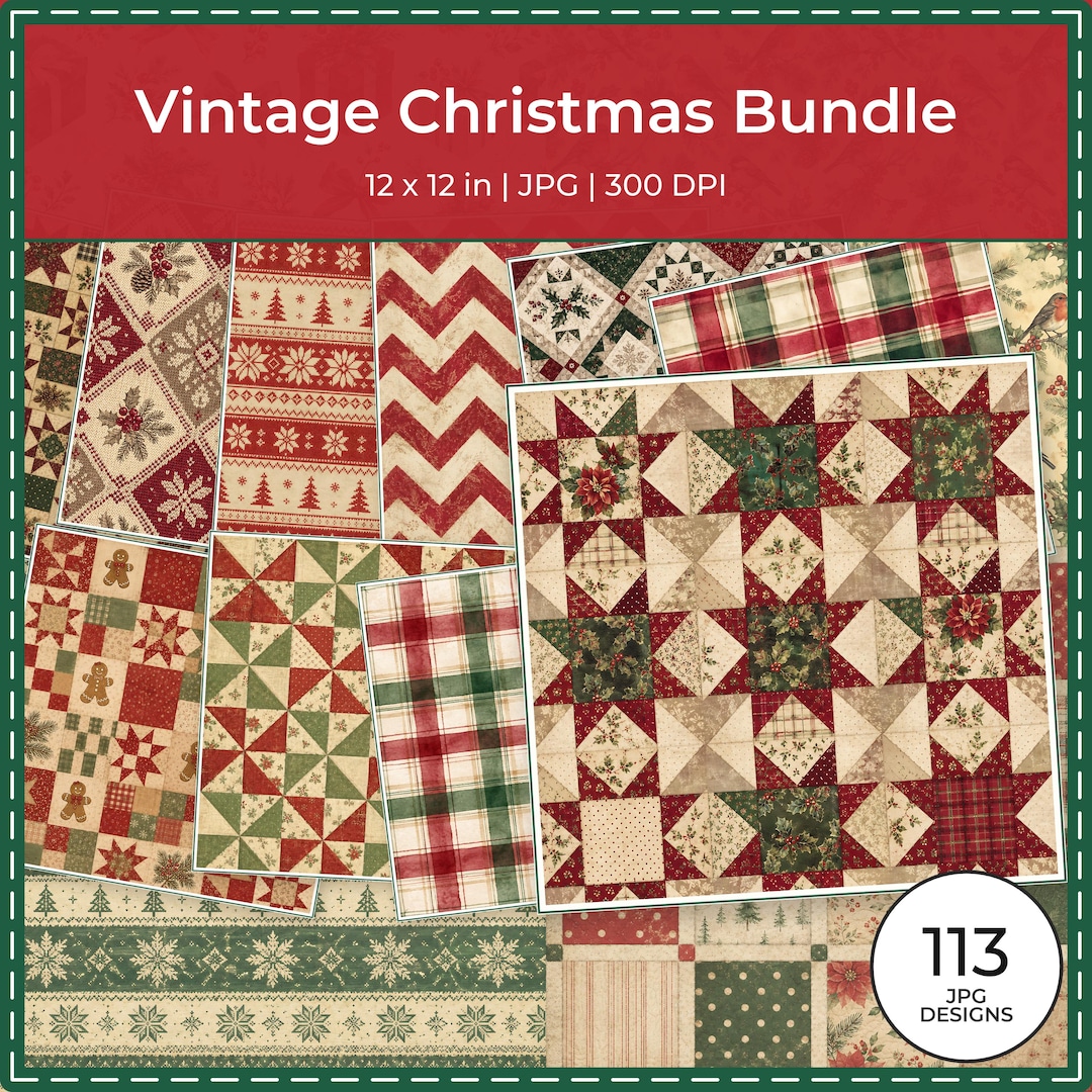 Vintage Christmas Digital Paper Collection (113 JPG)