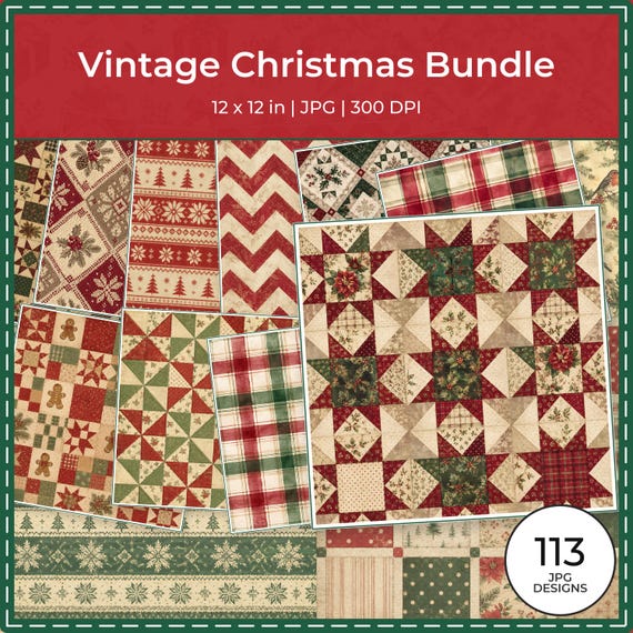 Vintage Christmas Digital Paper Collection (113 JPG)