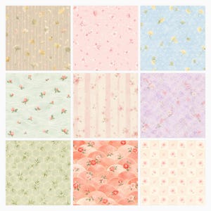 Japanese Floral Digital Papers Bundle | Watercolor Sakura, Ginkgo, Bamboo Patterns (12×12 JPG) preview 5