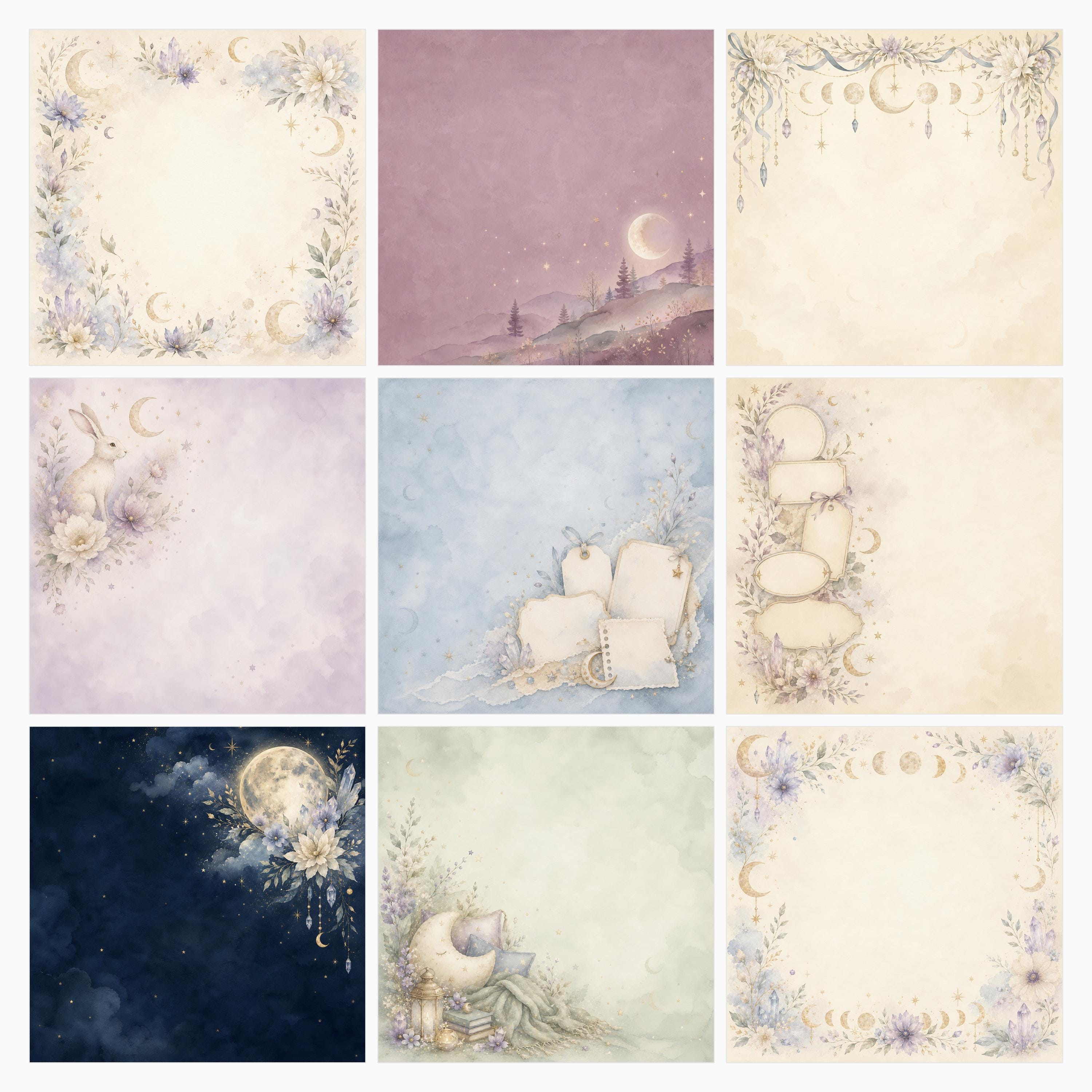 Mystic Moon Lunar Magic Scrapbook Papers, Celestial Die Cuts (Digital Download) paper preview 5