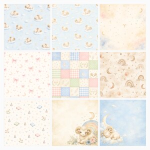 Aries Baby Nursery Digital Papers, Watercolor Rams, Celestial Boho Patterns (Digital Download) preview 4