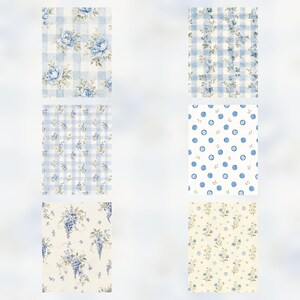Blue Floral Digital Paper, Vintage Botanical Junk Journal Pages (8.5×11 JPG PDF) preview 3