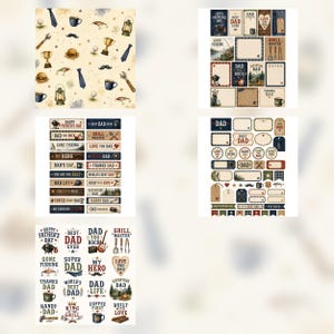 Rustic Father’s Day Digital Paper Pack, BBQ Fishing Tools Journal Cards (Digital Download) preview 5