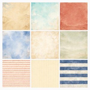 Vintage Road Trip Scrapbook Paper Bundle, USA Americana Watercolor Designs (Digital Download) preview 2