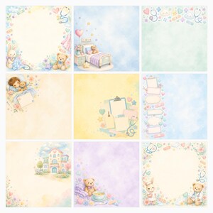 Pediatric Get Well Scrapbook Papers, Watercolor Medical Journal Cards (Digital Download) preview 3