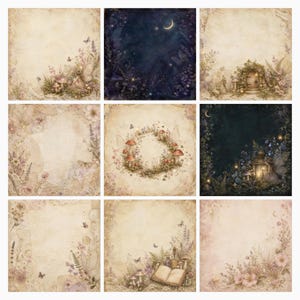 Fairy Junk Journal Papers, Vintage Botanical Digital Bundle (12×12 Inch, US Letter) preview 4