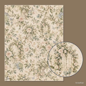 Cyfrowe papiery do scrapbookingu do księgi gości Bridal Garden | 40 kwiatowych teł w formacie US Letter zdjęcie 10