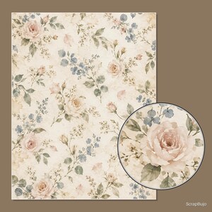 Cyfrowe papiery do scrapbookingu do księgi gości Bridal Garden | 40 kwiatowych teł w formacie US Letter zdjęcie 15