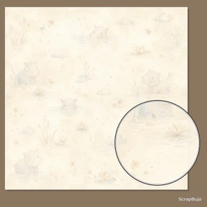 Baby Hippo Safari Watercolor Papers, Nursery Scrapbook Bundle (Digital Download) preview 6