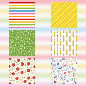 Back to School Digital Paper Pack, 40 Scrapbook Papers, Teacher Classroom Backgrounds (Digital Download) preview 5