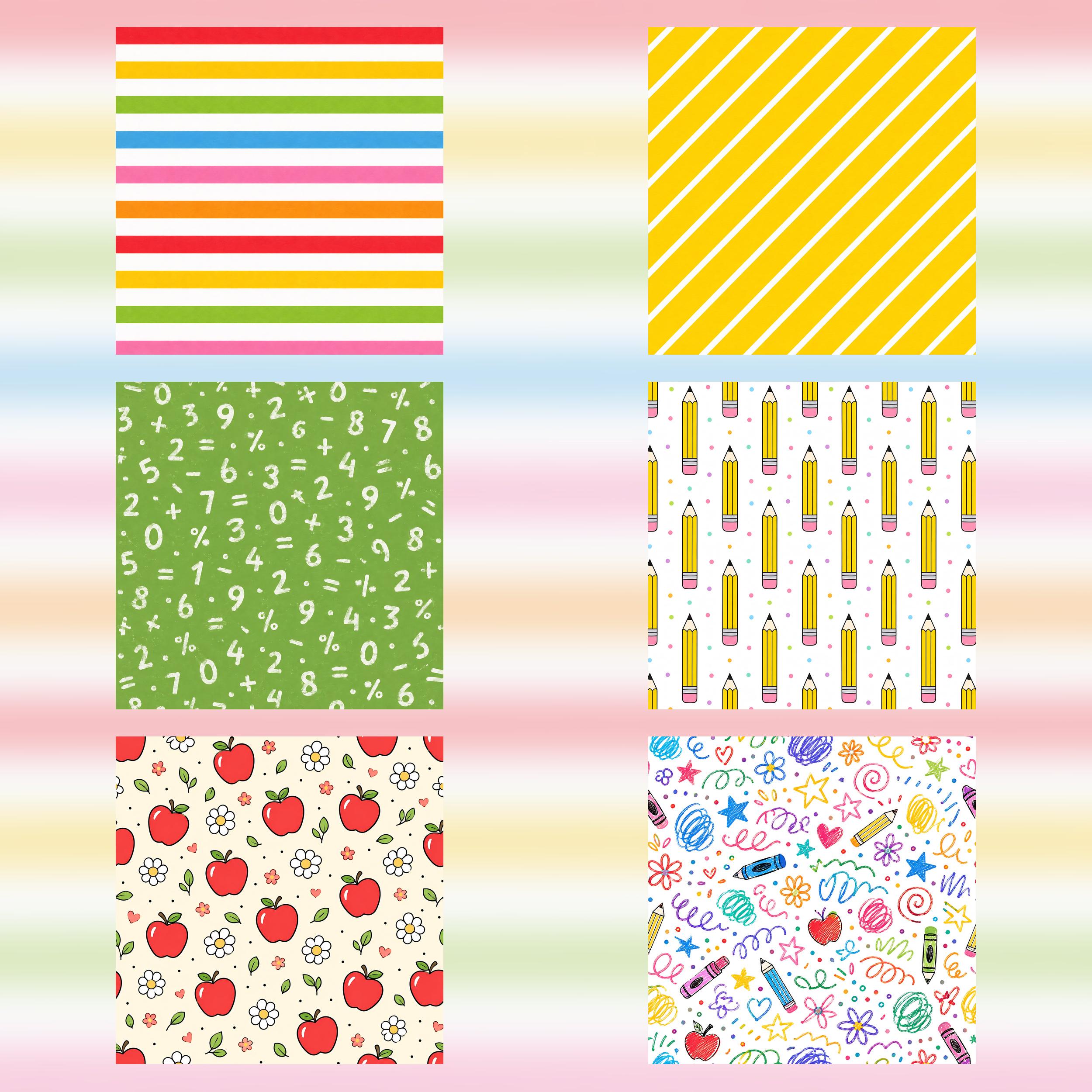 Back to School Digital Paper Pack, 40 Scrapbook Papers, Teacher Classroom Backgrounds (Digital Download) paper preview 5
