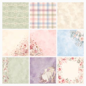 Blush Manicure Digital Scrapbook Bundle, Watercolor Nail Salon Papers (Digital Download) preview 4