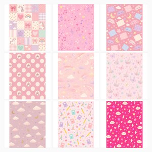 Pink Unicorn Digital Paper Pack, Kawaii Stationery, US Letter Notebook Pages (Digital Download) preview 3