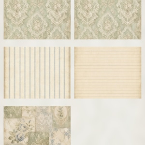 Antique Sage Manor Botanical Digital Paper Pack, Shabby Chic Junk Journal Pages (Digital Download) preview 6