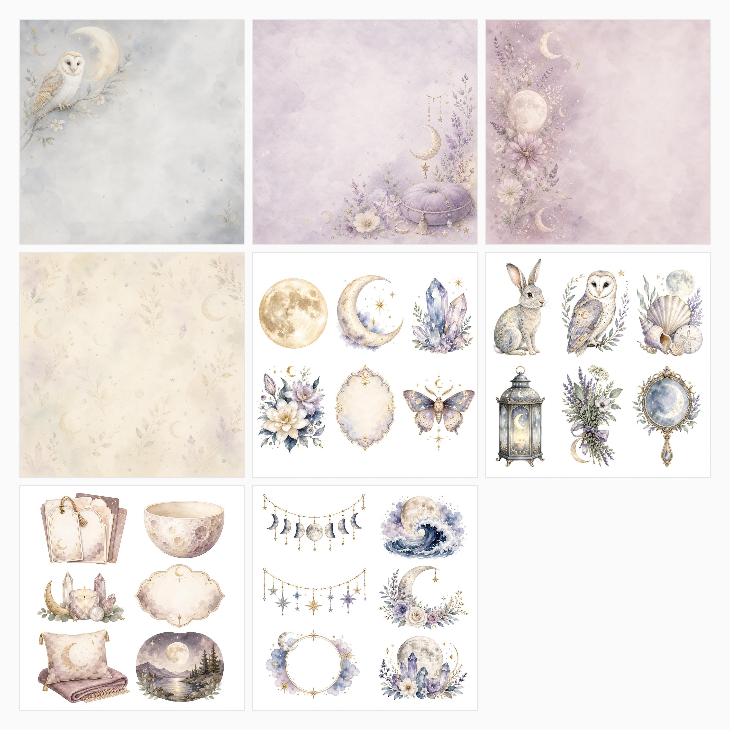 Mystic Moon Lunar Magic Scrapbook Papers, Celestial Die Cuts (Digital Download) paper preview 6