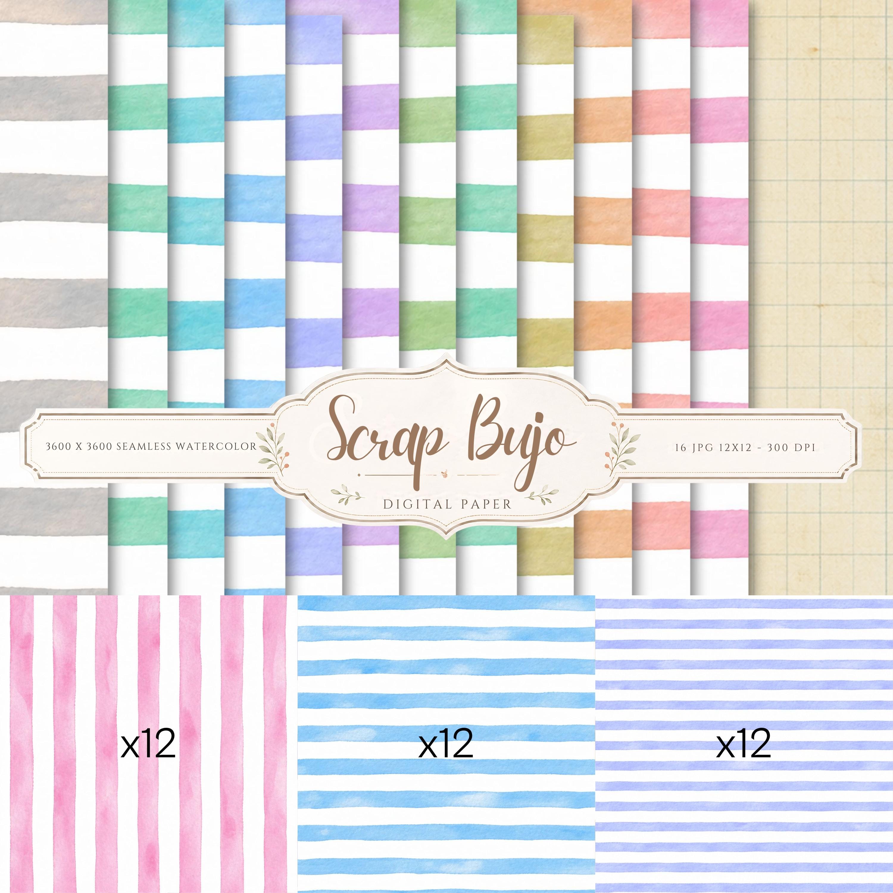 Pastel Watercolor Stripes Digital Paper Pack