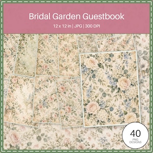 Cyfrowe papiery do scrapbookingu do księgi gości Bridal Garden | 40 kwiatowych teł w formacie US Letter zdjęcie 1