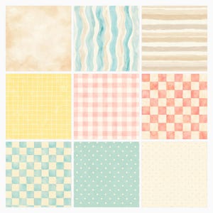 Coastal Summer Watercolor Digital Paper Pack, Beach Scrapbook Backgrounds (12×12 JPG) preview 6