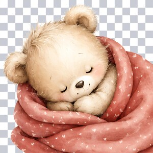 Watercolor Baby Teddy Bear Clipart Bundle, Nursery Shower PNGs (Digital Download) preview 3