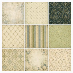 Sage Willow Blue Vine Digital Paper Pack, Vintage Botanical Scrapbook Papers (Digital Download) preview 5