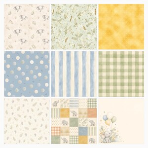 Baby Elephant Safari Watercolor Papers, Nursery Scrapbook Die Cuts (Digital Download) preview 3